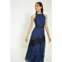 Oasis Premium Lace Halter Neck Contrast Panel Midi Dress For Female -Oasis Sales Store unnamed file 4192