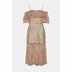 Oasis Floral Organza Pleated Ruffle Midi Dress For Female -Oasis Sales Store unnamed file 4215