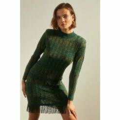 Oasis Sparkle Zig Zag Fringe Hem Knitted Mini Dress For Female -Oasis Sales Store unnamed file 4238
