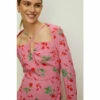 Oasis Petite Keyhole Detail Rose Printed Midi Dress For Female -Oasis Sales Store unnamed file 4295