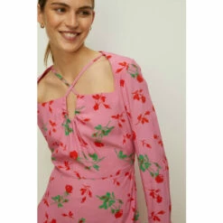Oasis Petite Keyhole Detail Rose Printed Midi Dress For Female -Oasis Sales Store unnamed file 4299