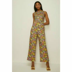 Oasis Ditsy Floral Keyhole Scuba Jumpsuit For Female