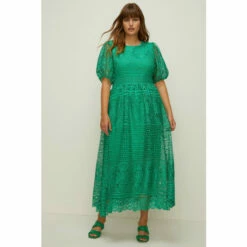 Oasis Plus Size Premium Lace Crew Neck Midi Dress For Female