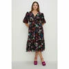 Oasis Plus Size Painted Floral Organza Wrap Dress For Female