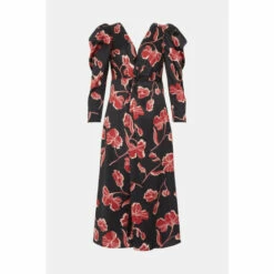 Oasis Rachel Stevens Floral Twist Satin Midi Dress For Female -Oasis Sales Store unnamed file 4378