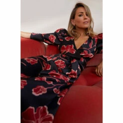 Oasis Rachel Stevens Floral Twist Satin Midi Dress For Female -Oasis Sales Store unnamed file 4379
