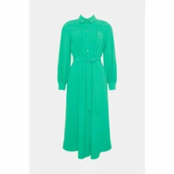 Oasis Crepe Pin-tuck Belted Shirt Dress For Female -Oasis Sales Store unnamed file 4387