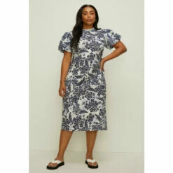 Oasis Plus Size Floral Woven Mix Cut Out Midi Dress For Female