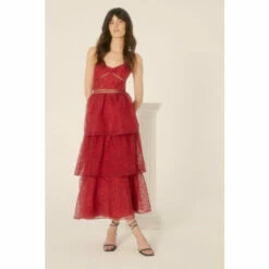 Oasis Geo Organza Strappy Tiered Midi Dress For Female -Oasis Sales Store unnamed file 4431