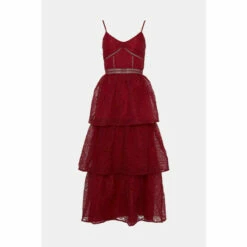 Oasis Geo Organza Strappy Tiered Midi Dress For Female -Oasis Sales Store unnamed file 4433