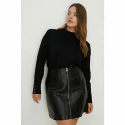 Oasis Plus Size Faux Leather Zip Through Skirt For Female -Oasis Sales Store unnamed file 4443