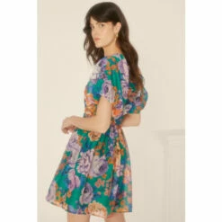 Oasis Bright Floral Organza Ruched V Skater Dress For Female -Oasis Sales Store unnamed file 4463