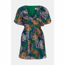 Oasis Bright Floral Organza Ruched V Skater Dress For Female -Oasis Sales Store unnamed file 4464