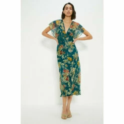 Oasis Sales Store 25 Oasis Petite Delicate Lace V Neck Floral Chiffon Midi Dress For Female