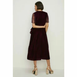 Oasis Petite Lace Mix Velvet Wrap Midi Dress For Female -Oasis Sales Store unnamed file 4473
