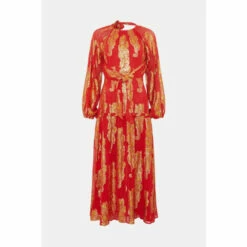 Oasis Metallic Jacquard Volume Sleeve Midi Dress For Female -Oasis Sales Store unnamed file 4479