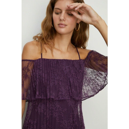 Oasis Pleated Strappy Tiered Lace Maxi Dress For Female 4 Oasis Pleated Strappy Tiered Lace Maxi Dress For Female - Image 2