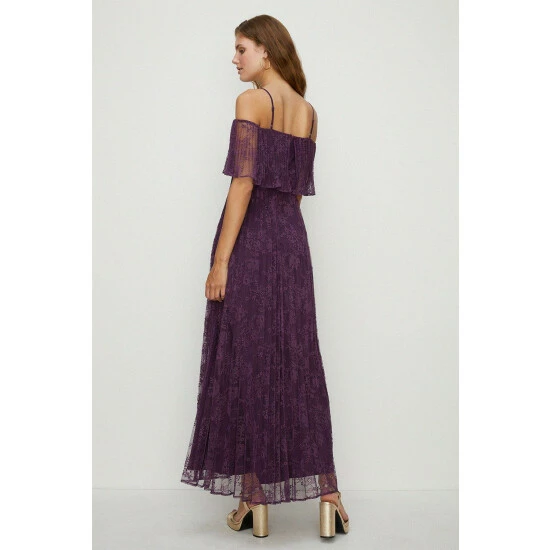 Oasis Pleated Strappy Tiered Lace Maxi Dress For Female 5 Oasis Pleated Strappy Tiered Lace Maxi Dress For Female - Image 3