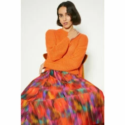 Oasis Blur Printed Plisse Midi Skirt For Female -Oasis Sales Store unnamed file 4523