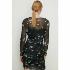 Oasis Floral Overlock Detail Mesh Mini Dress For Female -Oasis Sales Store unnamed file 4536