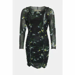 Oasis Floral Overlock Detail Mesh Mini Dress For Female -Oasis Sales Store unnamed file 4537