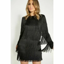 Oasis Rachel Stevens Fringed Long Sleeve Mini Dress For Female -Oasis Sales Store unnamed file 456