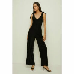 Oasis Stud Velvet Hotfix Tie Shoulder V Neck Jumpsuit For Female -Oasis Sales Store unnamed file 4595
