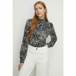 Oasis Jersey Animal Shirred Neck And Cuff Top For Female -Oasis Sales Store unnamed file 4605