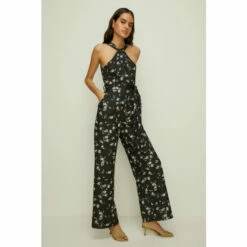 Oasis Knot Detail Ditsy Print Scuba Jumpsuit For Female -Oasis Sales Store unnamed file 4649