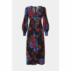 Oasis Floral Printed Twist Front Crepe Midi Dress For Female -Oasis Sales Store unnamed file 4666