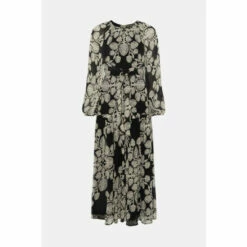 Oasis Rachel Stevens Mono Leaf Tie Back Midi Dress For Female -Oasis Sales Store unnamed file 4672