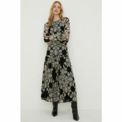 Oasis Rachel Stevens Mono Leaf Tie Back Midi Dress For Female -Oasis Sales Store unnamed file 4673