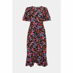 Oasis Petite Floral Printed Frill Detail Belted Midi Dress For Female -Oasis Sales Store unnamed file 4688