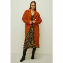 Oasis Wool Mix Boucle Oversized Coat For Female
