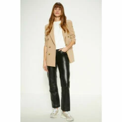 Oasis Straight Leg Leather Trouser For Female