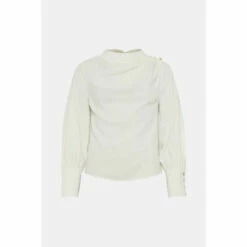 Oasis Petite Draped Crepe Button Detail Blouse For Female -Oasis Sales Store unnamed file 4774