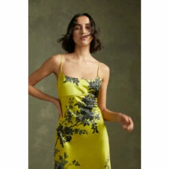 Oasis Shadow Floral Empire Seam Strappy Satin Slip Dress For Female