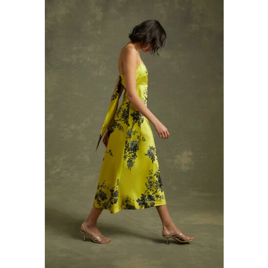 Oasis Shadow Floral Empire Seam Strappy Satin Slip Dress For Female 4 Oasis Shadow Floral Empire Seam Strappy Satin Slip Dress For Female - Image 2