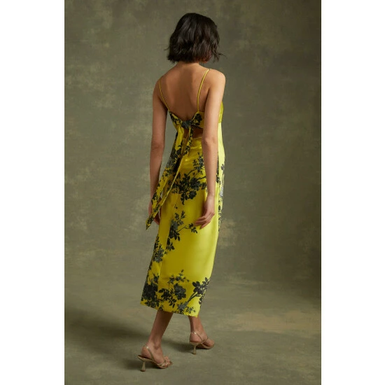 Oasis Shadow Floral Empire Seam Strappy Satin Slip Dress For Female 5 Oasis Shadow Floral Empire Seam Strappy Satin Slip Dress For Female - Image 3