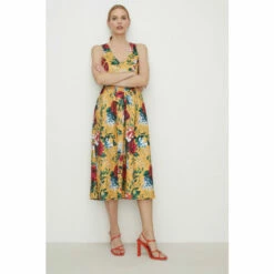 Oasis Rose Print Cross Back Scuba Midi Dress For Female -Oasis Sales Store unnamed file 4791