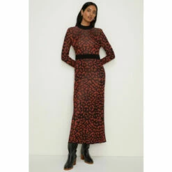 Oasis Animal Jacquard Open Back Midaxi Dress For Female