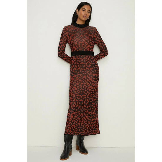 Oasis Animal Jacquard Open Back Midaxi Dress For Female 3 Oasis Animal Jacquard Open Back Midaxi Dress For Female
