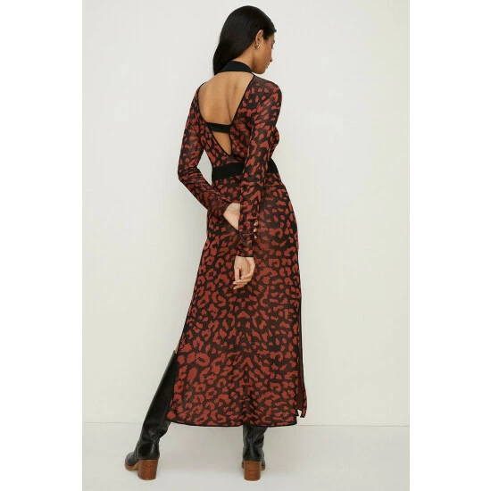 Oasis Animal Jacquard Open Back Midaxi Dress For Female 5 Oasis Animal Jacquard Open Back Midaxi Dress For Female - Image 3