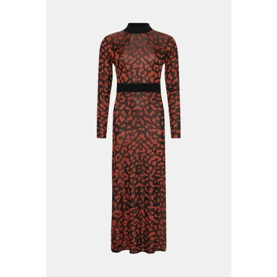 Oasis Animal Jacquard Open Back Midaxi Dress For Female 6 Oasis Animal Jacquard Open Back Midaxi Dress For Female - Image 4