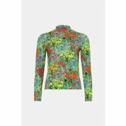 Oasis Jersey Floral Funnel Neck Long Sleeve Top For Female -Oasis Sales Store unnamed file 4887