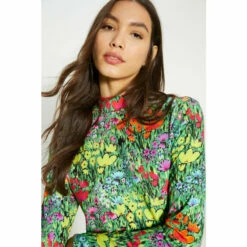 Oasis Jersey Floral Funnel Neck Long Sleeve Top For Female -Oasis Sales Store unnamed file 4888