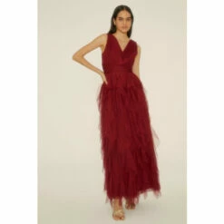 Oasis Ruffle V Plunge Tulle Maxi Dress For Female -Oasis Sales Store unnamed file 489