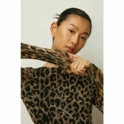 Oasis Animal Mesh Tie Back Mini Dress For Female