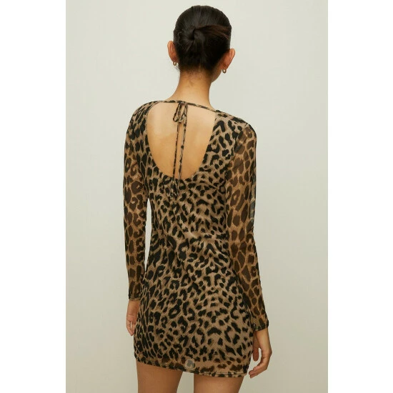 Oasis Animal Mesh Tie Back Mini Dress For Female 5 Oasis Animal Mesh Tie Back Mini Dress For Female - Image 3