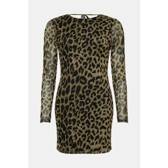 Oasis Animal Mesh Tie Back Mini Dress For Female 6 Oasis Animal Mesh Tie Back Mini Dress For Female - Image 4